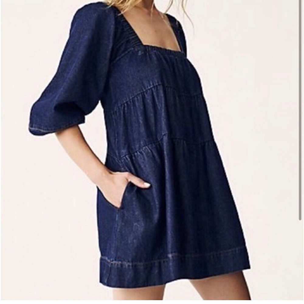Free People Jean denim baby doll dress. Size L